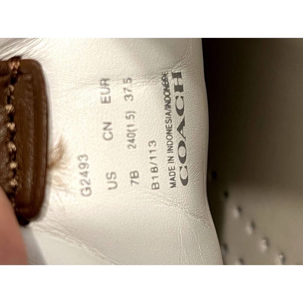 Coach C101 Silver Metallic Low Top Leather Sneakers Tea Rose Eyelets Size 7B - Picture 5 of 9